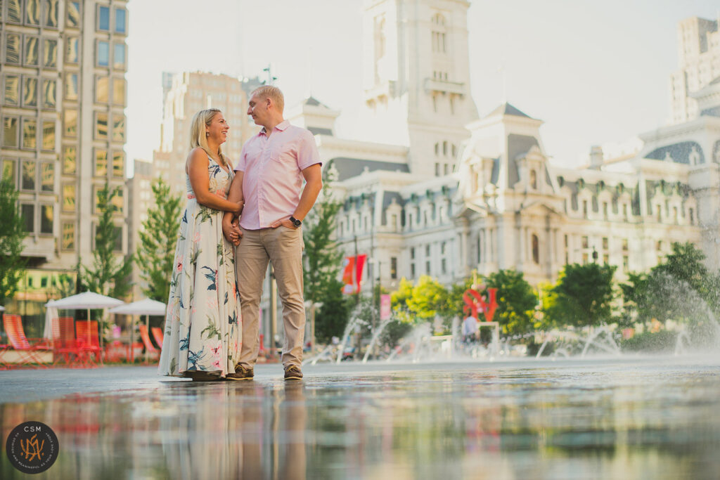 Hannah and John's classic City Hall Engagement Session in Philadelphia, PA captured by classic and creative eastern pennsylvania wedding photographer CSM Photography