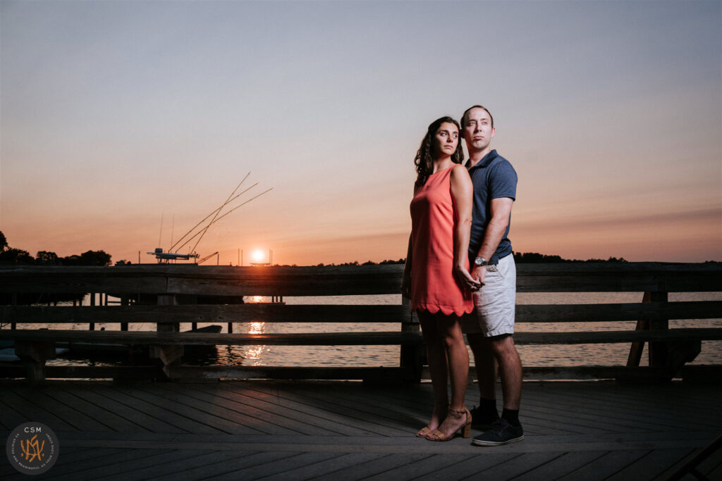 Kathleen and Tyler's river side Fair Haven Engagement Session in Fair Haven, NJ captured by classic and creative eastern pennsylvania wedding photographer CSM Photography