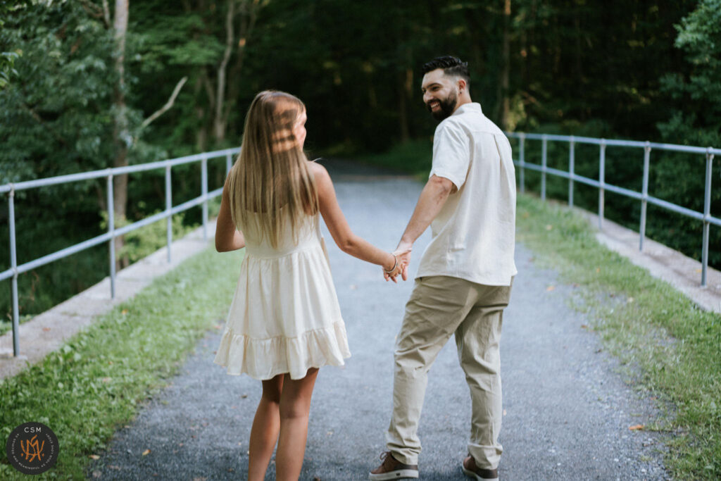 Alex and John's playful Hibernia Park Engagement Session in Coatesville, PA captured by classic and creative eastern pennsylvania wedding photographer CSM Photography