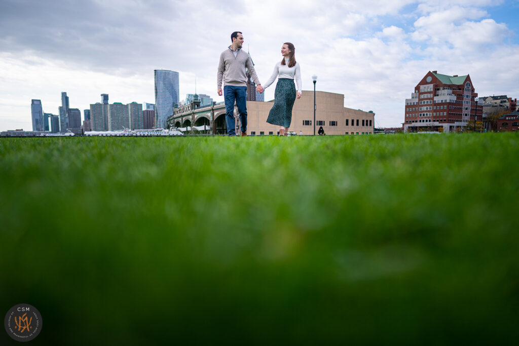 Maura and Matt's NYC Skyline Hoboken Engagement Session in Hoboken, NJ captured by classic and creative eastern pennsylvania wedding photographer CSM Photography