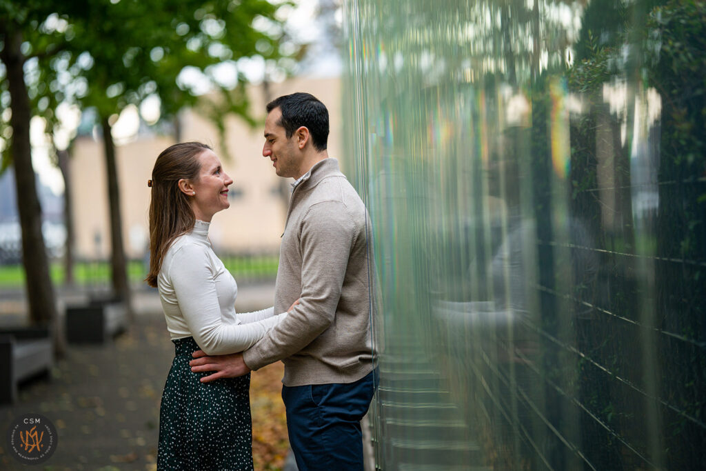 Maura and Matt's NYC Skyline Hoboken Engagement Session in Hoboken, NJ captured by classic and creative eastern pennsylvania wedding photographer CSM Photography