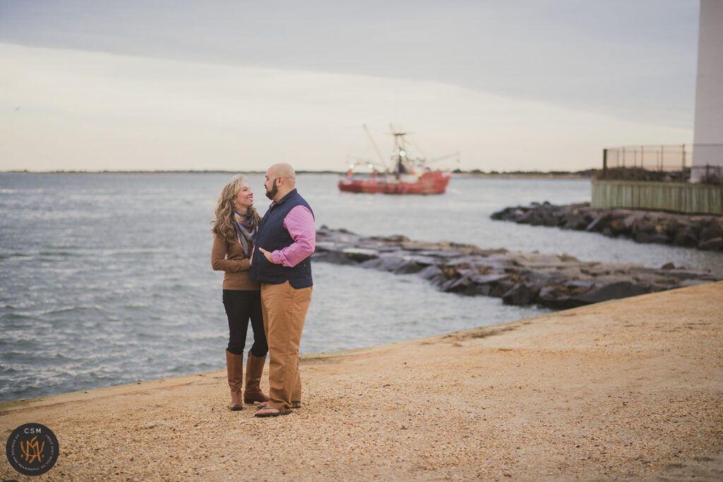 Jaimie & CJ's cozy Long Beach Island Engagement Session in Philadelphia, PA captured by classic and creative eastern pennsylvania wedding photographer CSM Photography