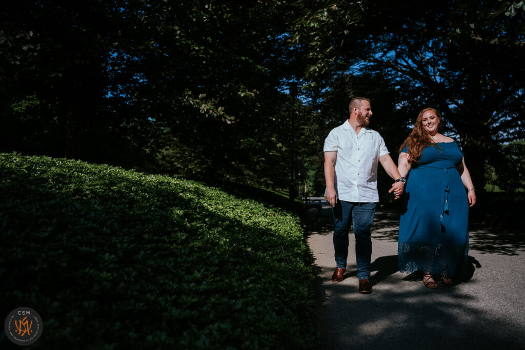Tracy and Chevy's cheeky Longwood Gardens Engagement Session in Kennett Square, PA captured by classic and creative eastern pennsylvania wedding photographer CSM Photography
