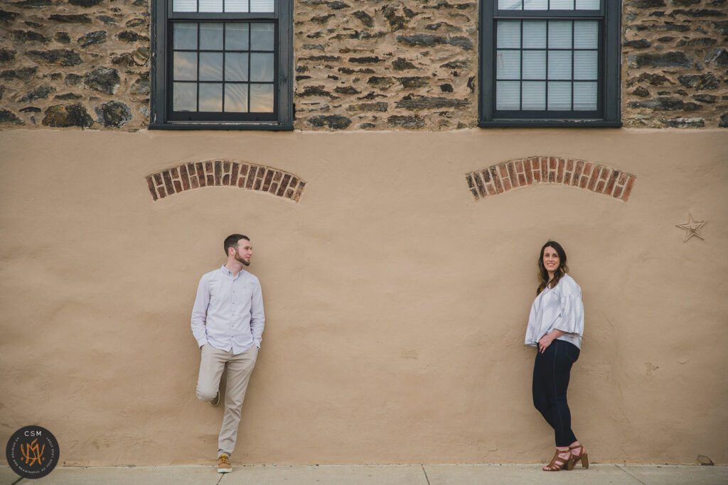 Jackie and Brian's downtown Manayunk Engagement Session in Manayunk, PA captured by classic and creative eastern pennsylvania wedding photographer CSM Photography