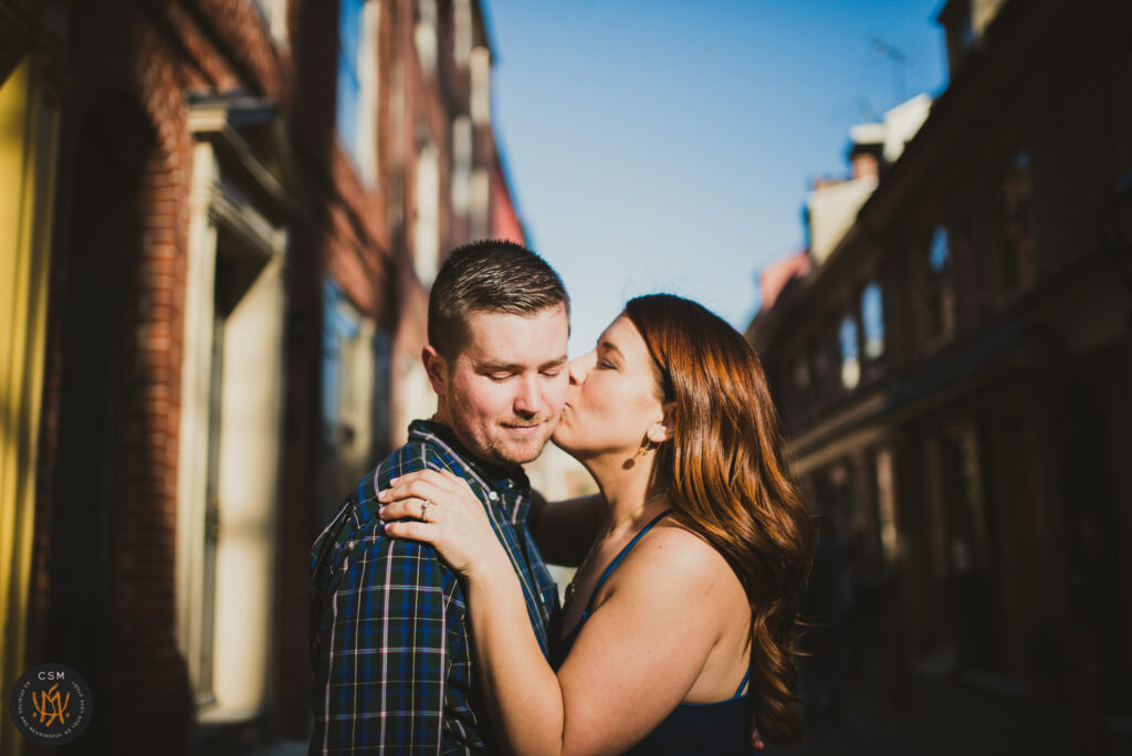 Maura and Colin's light hearted Old City Engagement Session captured by classic and creative eastern pennsylvania wedding photographer CSM Photography