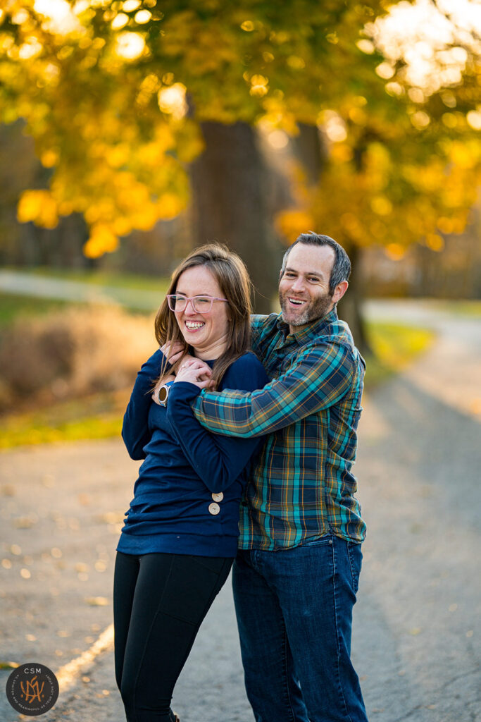 Lauren and Andrew's fall Valley Forge Park Engagement Session in King Of Prussia, PA captured by classic and creative eastern pennsylvania wedding photographer CSM Photography