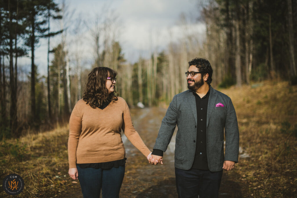 Kelsey and Carlos's spring Stowe Vermont Engagement Session captured by classic and creative eastern pennsylvania wedding photographer CSM Photography