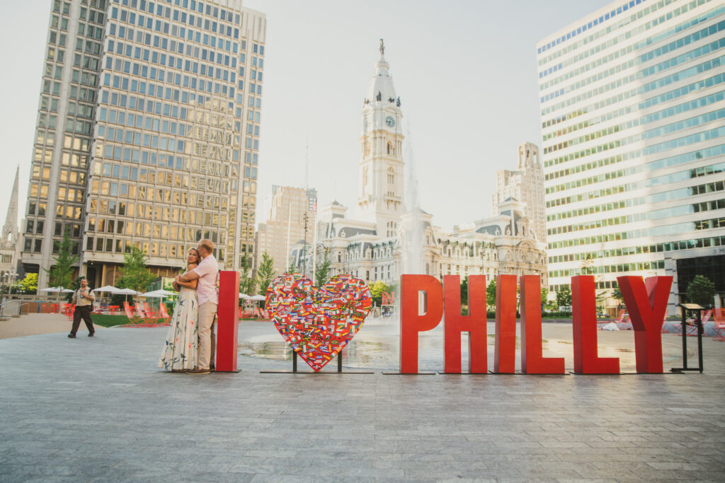 Hannah and John's classic City Hall Engagement Session in Philadelphia, PA captured by classic and creative eastern pennsylvania wedding photographer CSM Photography