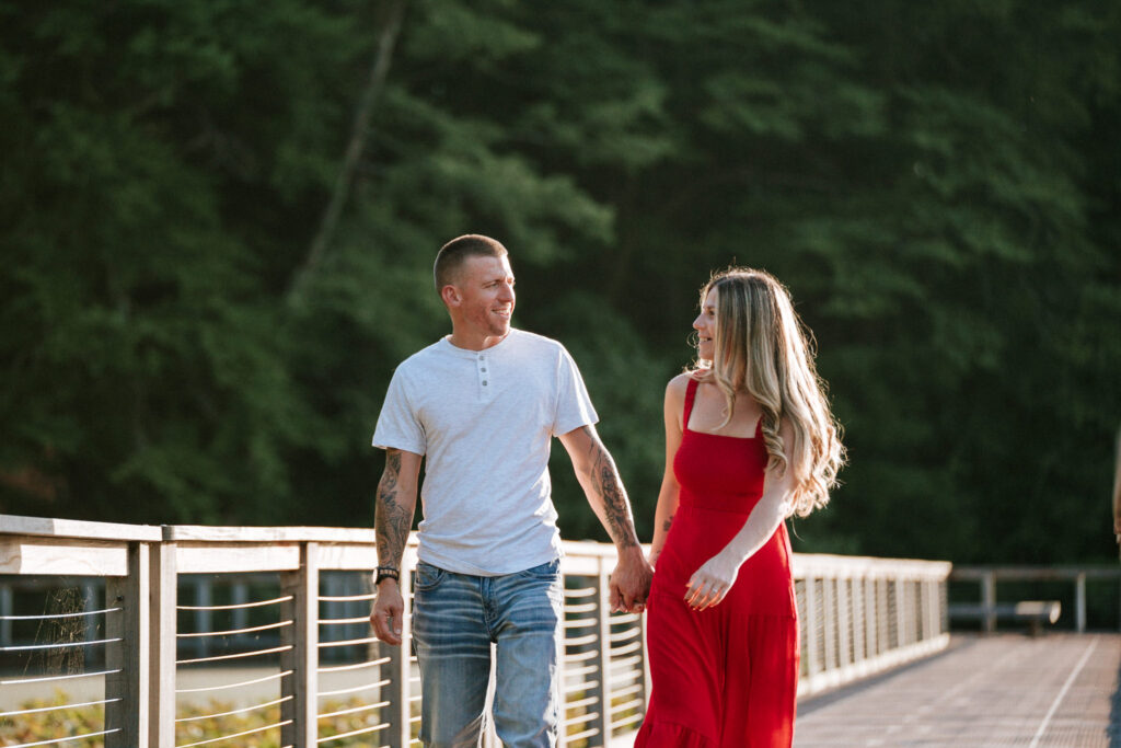 Danielle & Dan's lake side Historic Smithville Engagement Session at Historic Smithville in Mount Holly, NJ captured by classic and creative eastern pennsylvania wedding photographer CSM Photography