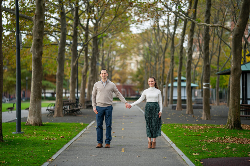 Maura and Matt's Pier A Park Hoboken Engagement Session in Hoboken, NJ captured by classic and creative eastern pennsylvania wedding photographer CSM Photography