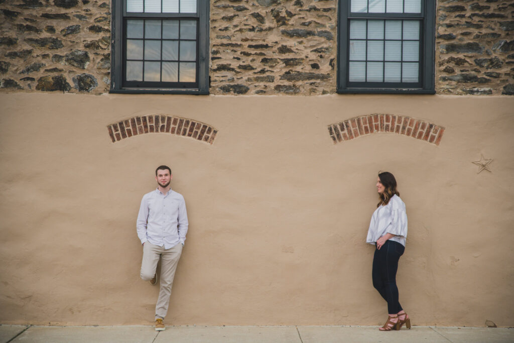 Jackie and Brian's downtown Manayunk Engagement Session in Manayunk, PA captured by classic and creative eastern pennsylvania wedding photographer CSM Photography
